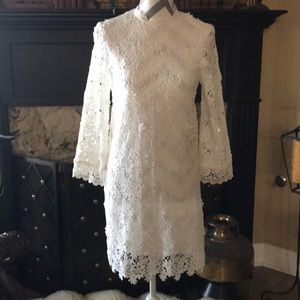 Sugar + Lips white lace shift dress.